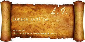 Lukics Ivána névjegykártya